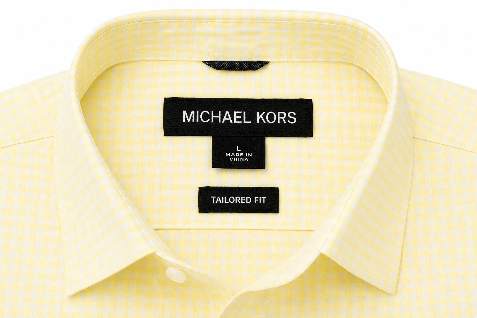 Camisa Michael Kors Tailored Fit Amarillo Claro Cuadros – Talla L