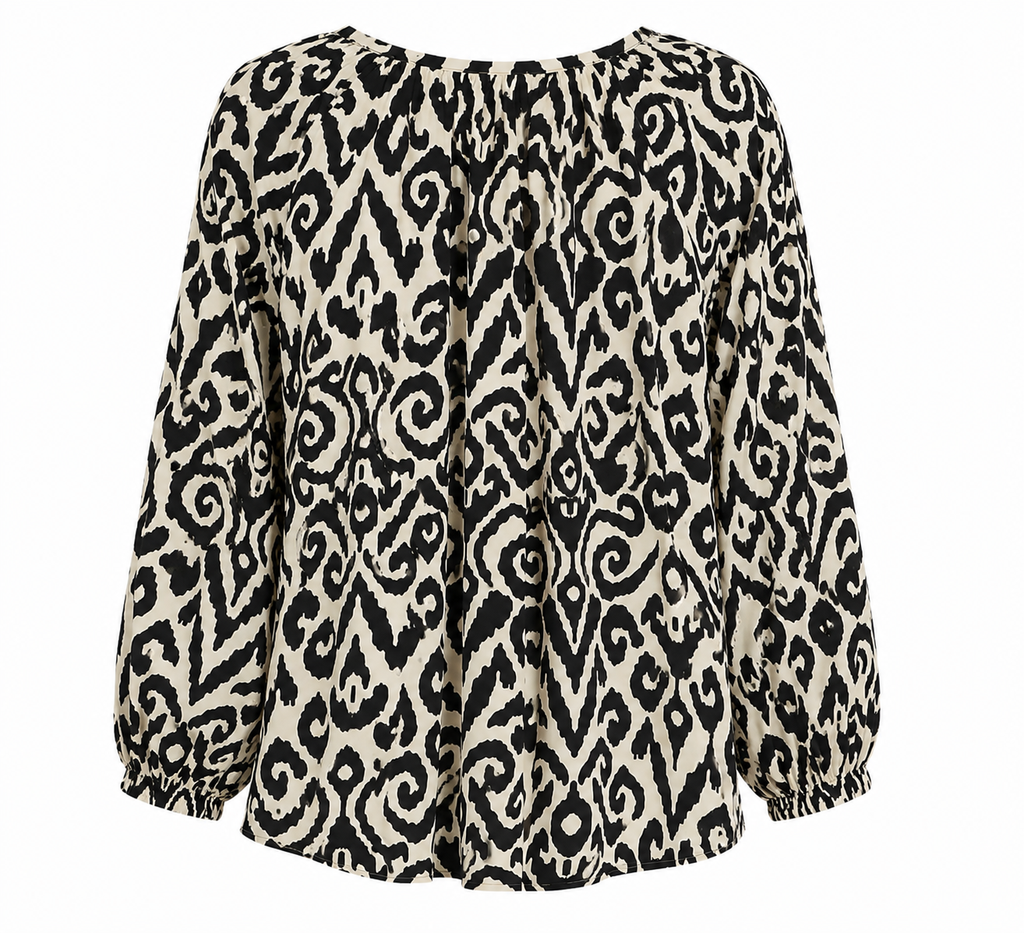 Blusa  APOLOGY  Color Marfil / beige claro con estampado negro - Talla XL