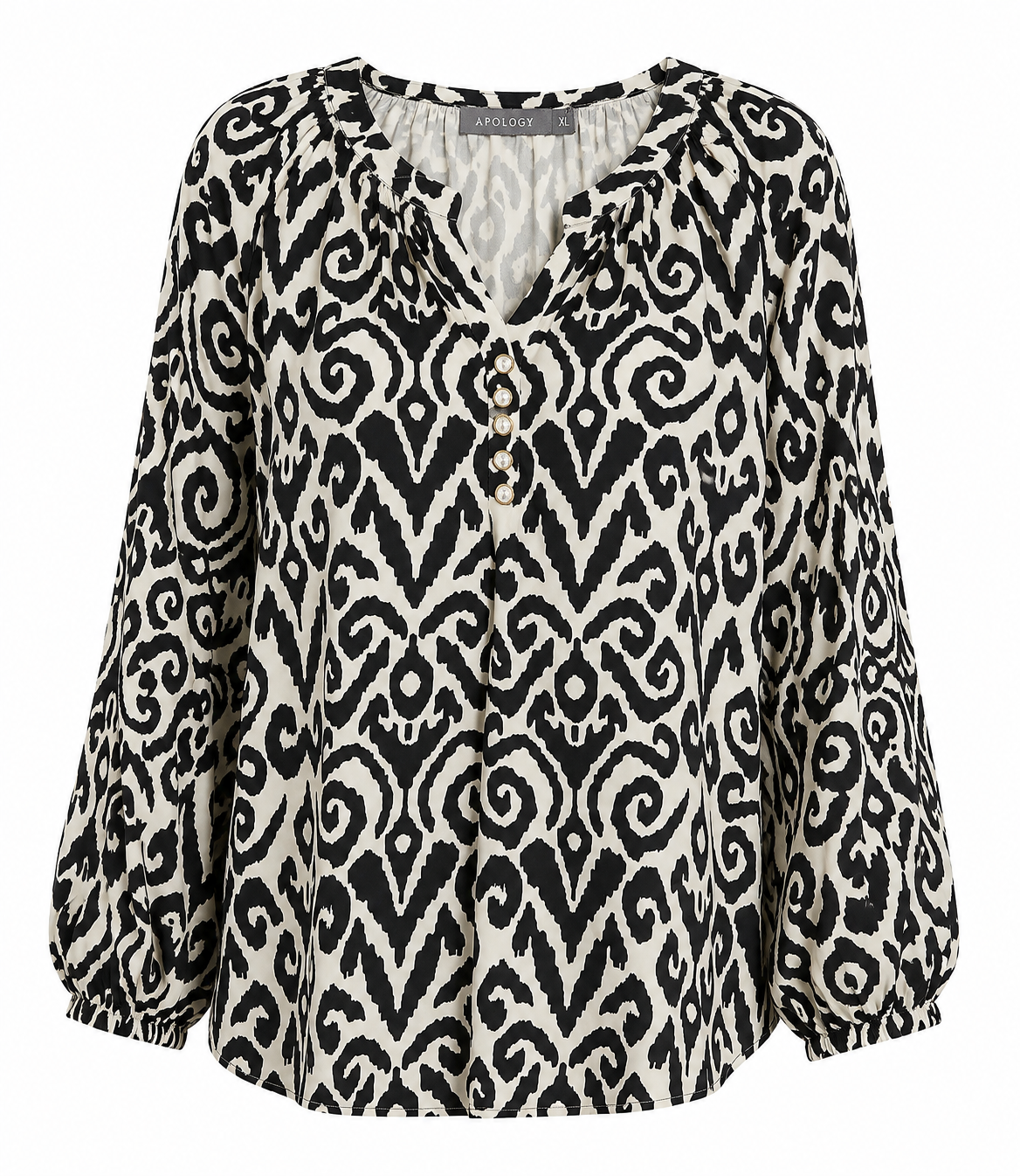 Blusa  APOLOGY  Color Marfil / beige claro con estampado negro - Talla XL