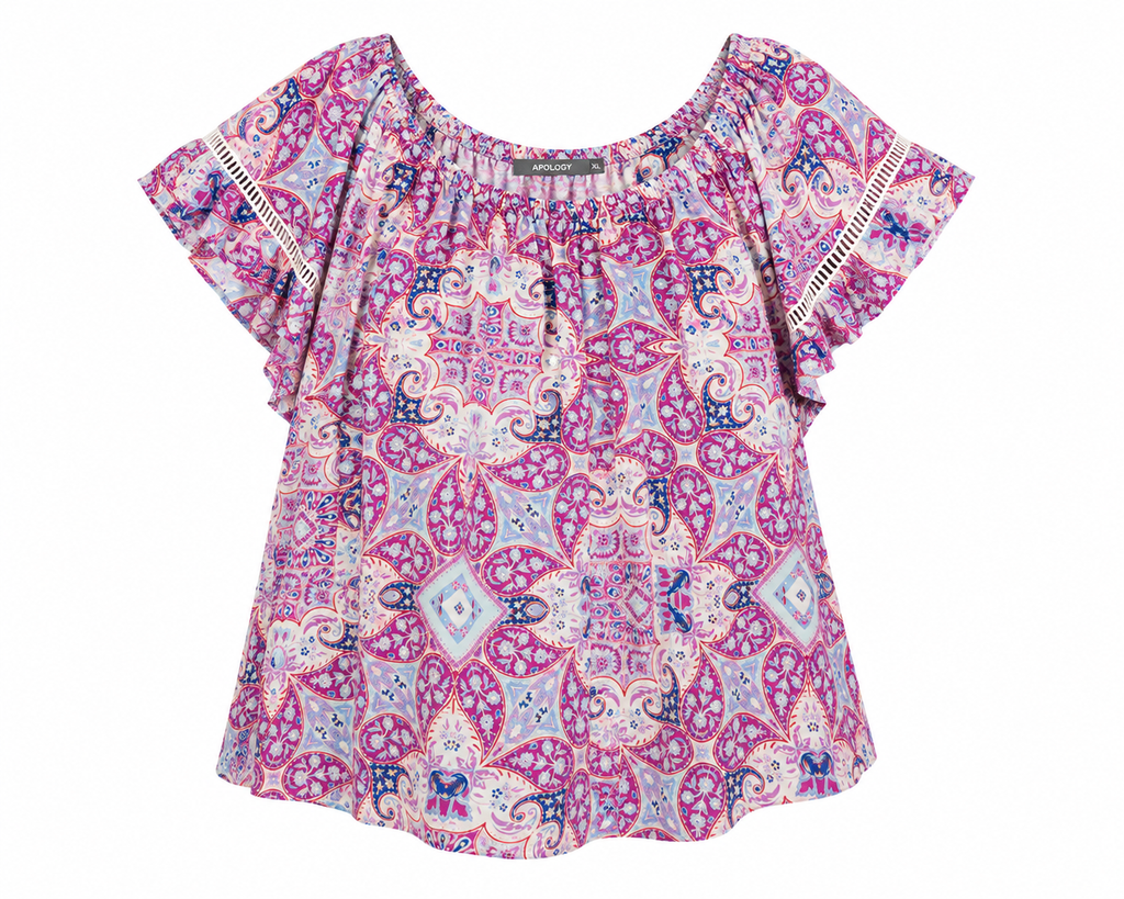 Blusa  BELLE SXY  Color Multicolor — fucsia, rosado, azul, lila y crema - Talla XL