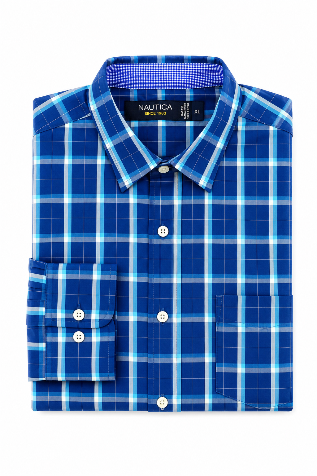 Camisa Náutica Regular Fit Azul Cuadros – Talla XL
