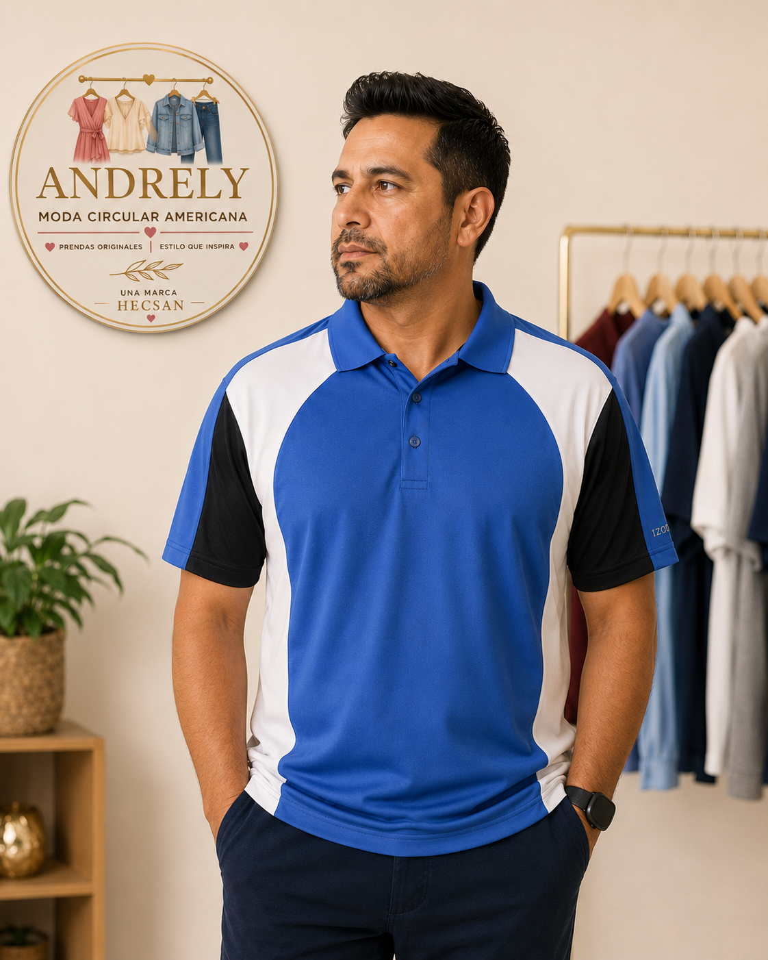Polo IZOD Azul Deportivo – Talla LG