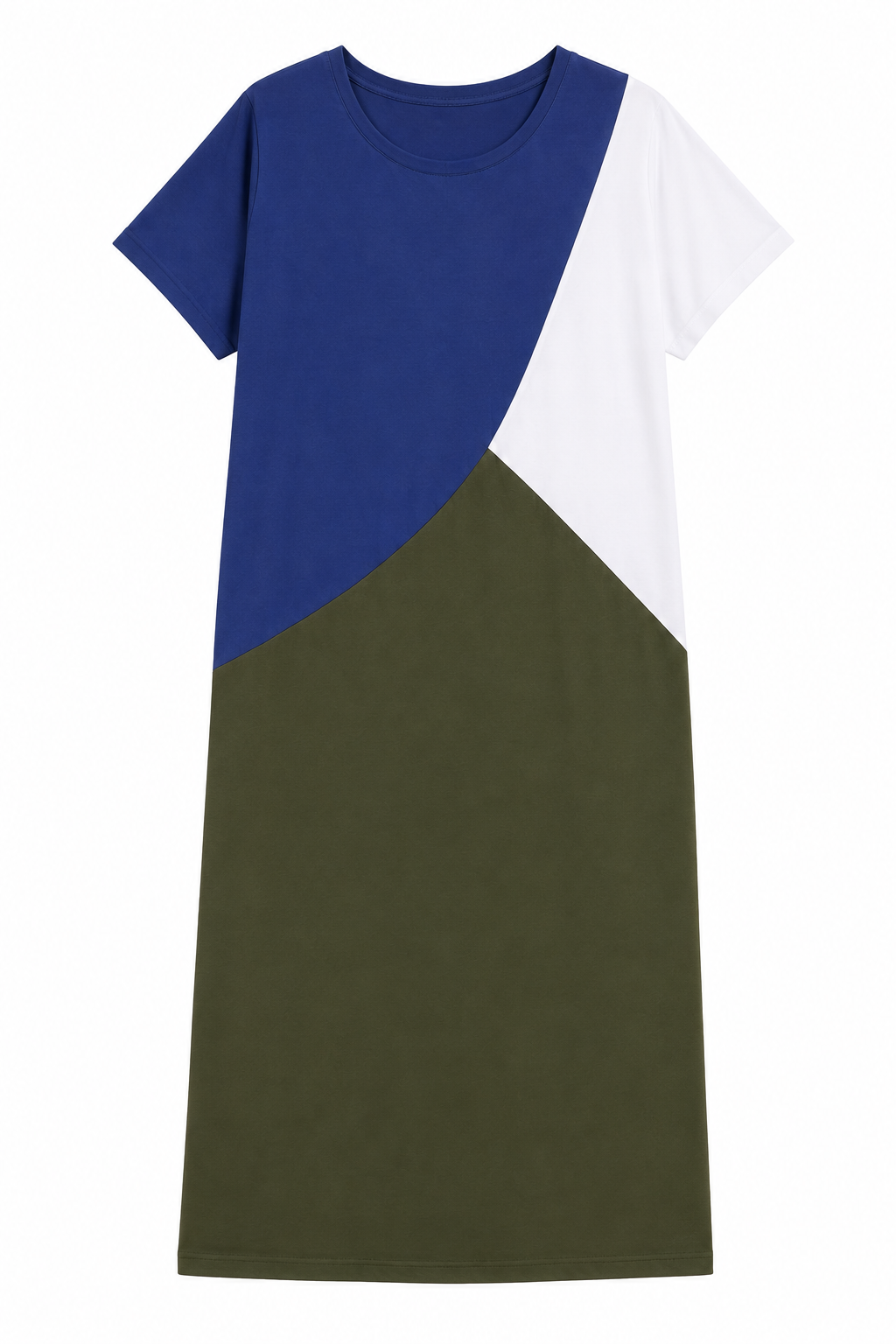 Vestido Largo Color Block Azul rey, Blanco y Verde Oliva  Talla 3XL