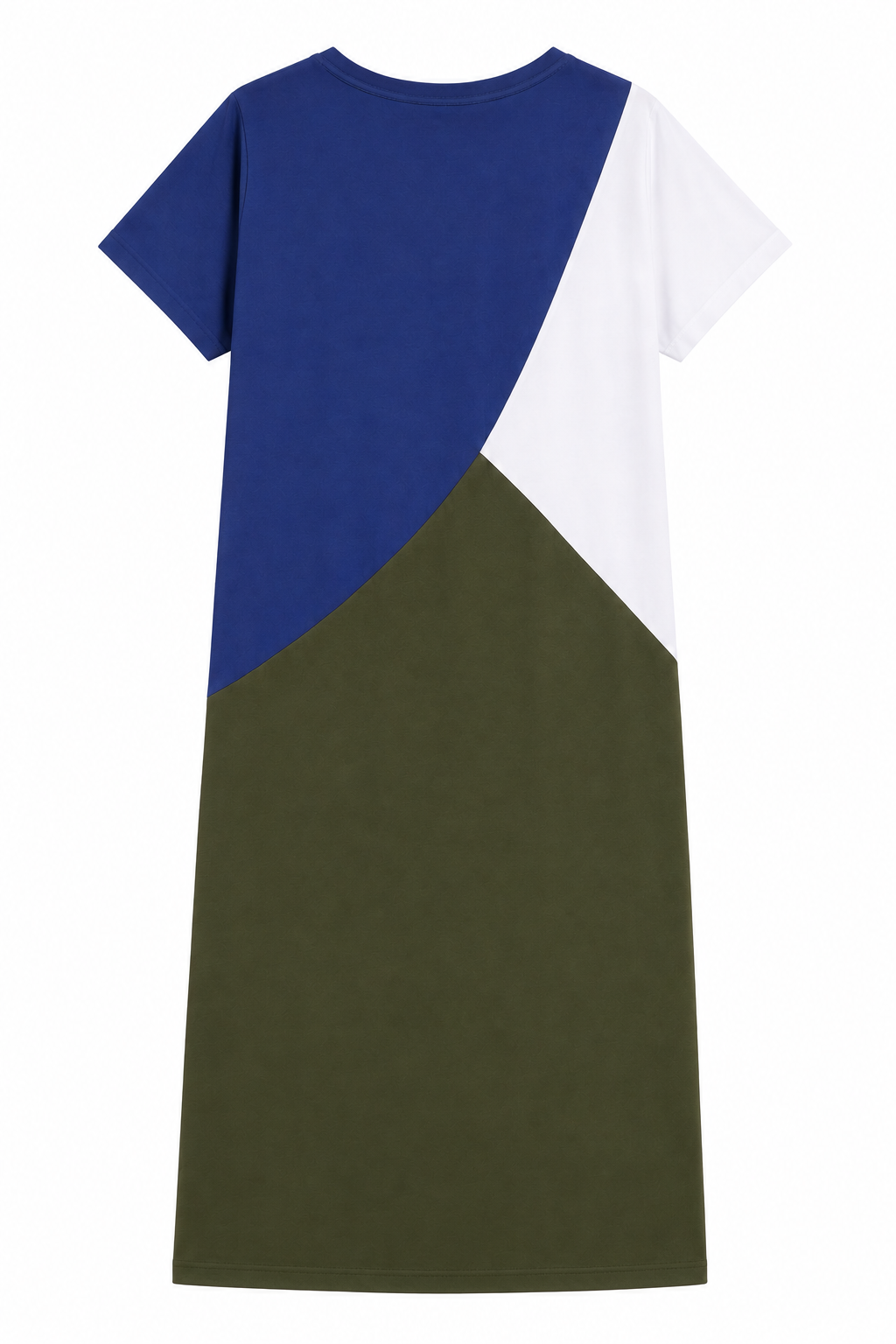 Vestido Largo Color Block Azul rey, Blanco y Verde Oliva  Talla 3XL