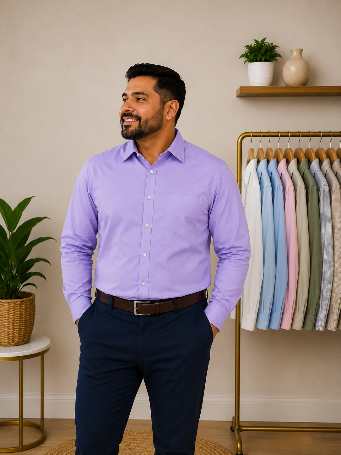 Camisa Stafford Easy-Care Lavanda – Talla XL
