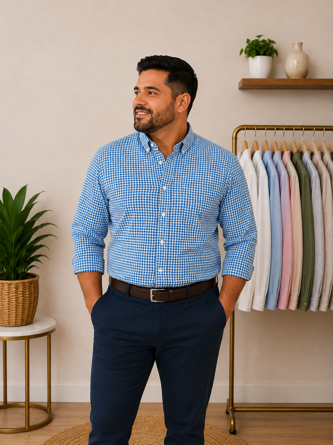 Camisa IZOD Non-Iron Stretch Azul Aguamarina Cuadros – Talla XL