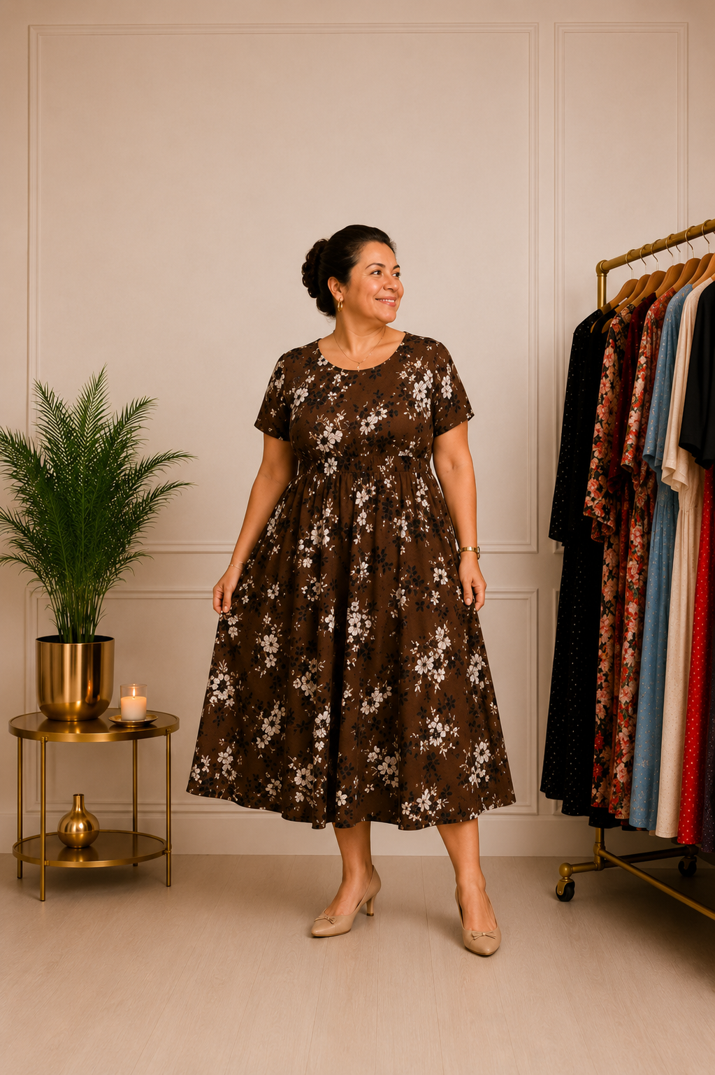 Vestido Maxi Simply Vera Wang Floral Café – Talla XL
