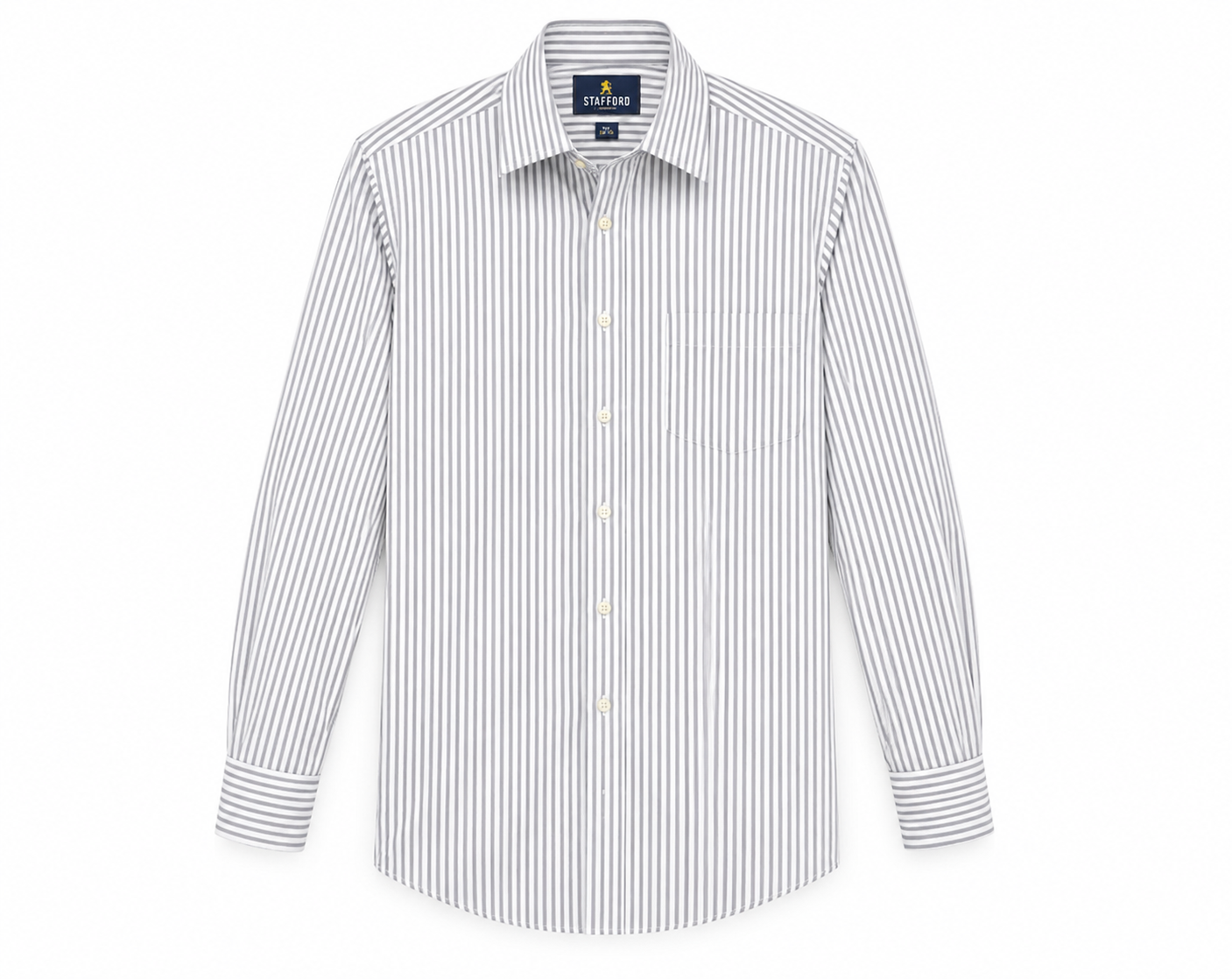 Camisa Stafford Sweat Repel Blanca con Rayas Grises – Talla XL