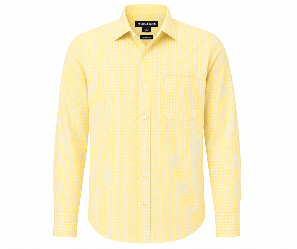 Camisa Michael Kors Tailored Fit Amarillo Claro Cuadros – Talla L