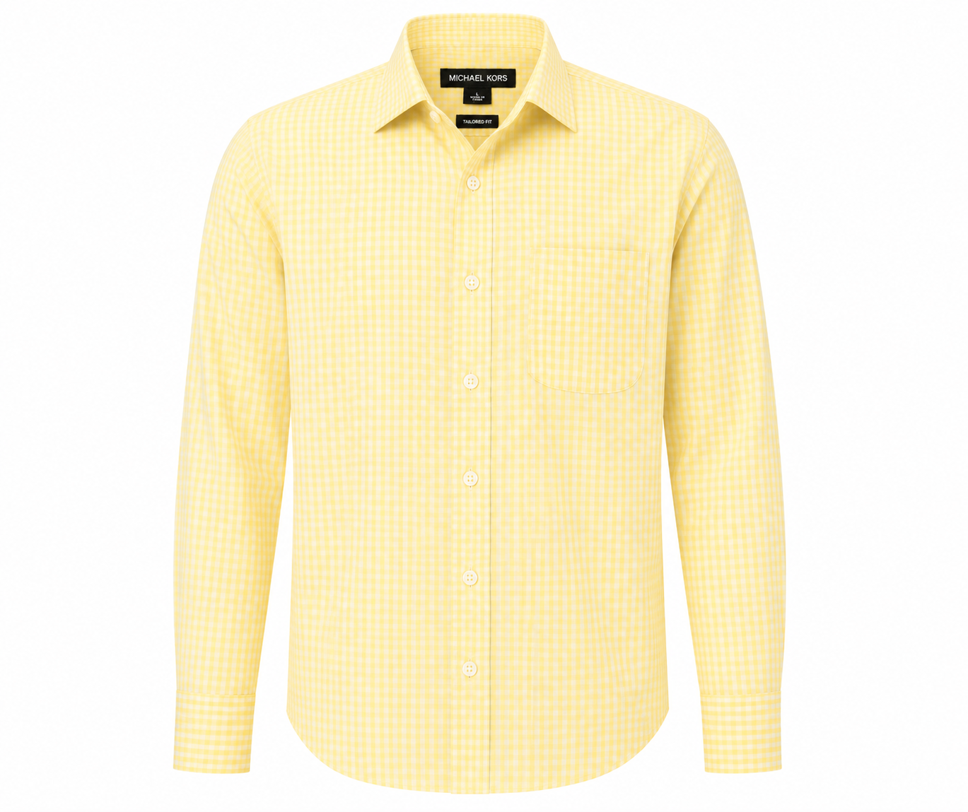 Camisa Michael Kors Tailored Fit Amarillo Claro Cuadros – Talla L