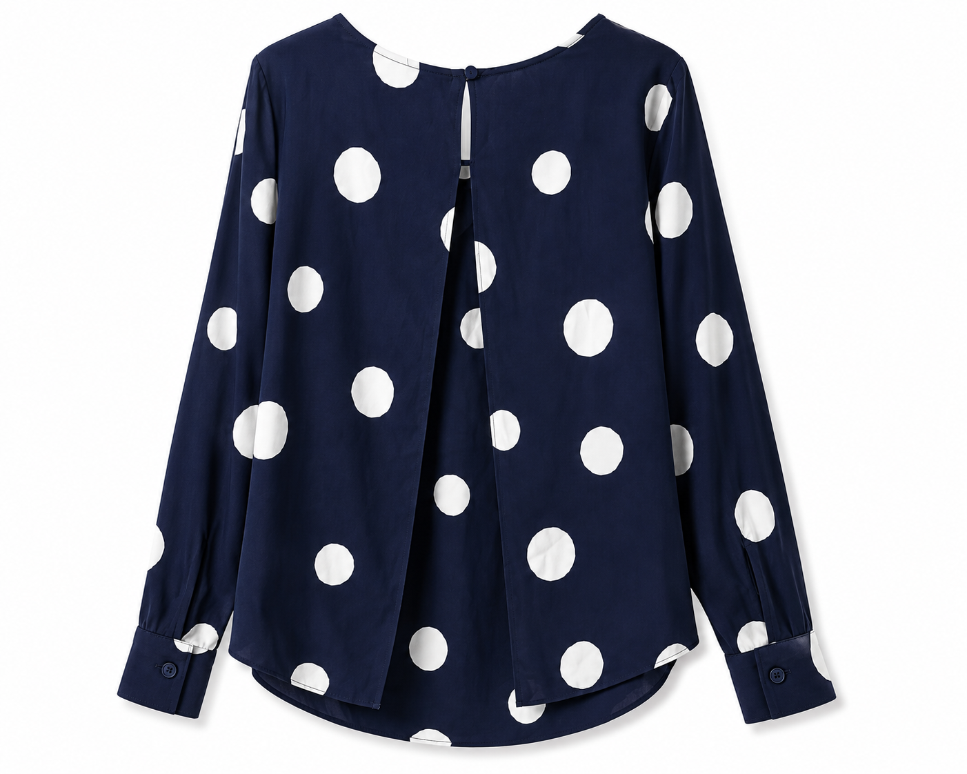 Blusa Chico's Azul Marino Lunares Blancos – Talla M
