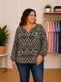 Blusa  APOLOGY  Color Marfil / beige claro con estampado negro - Talla XL