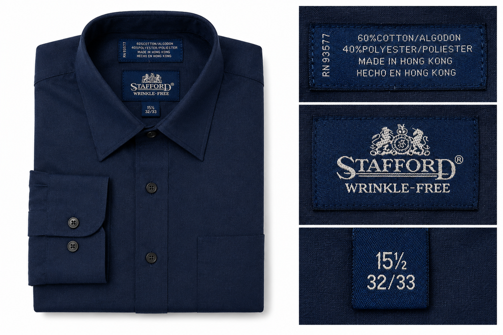 Camisa Stafford Wrinkle-Free Azul Noche Talla M