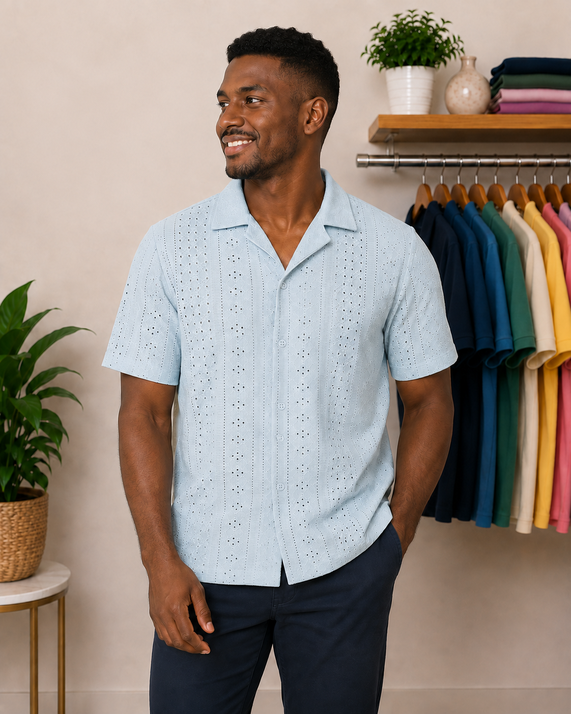 Camisa COOFANDY Color Azul Cielo (celeste claro) Talla M