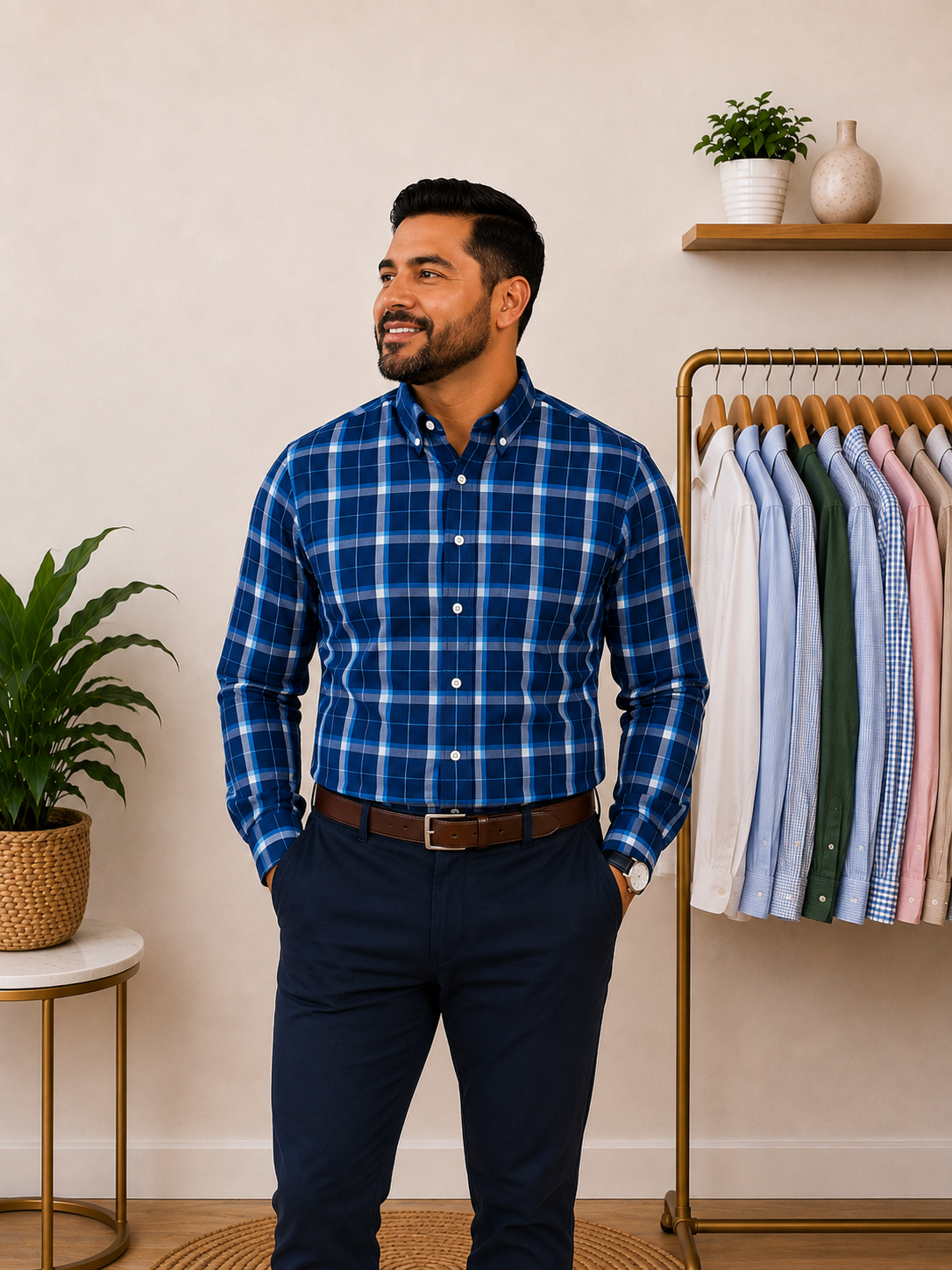 Camisa Náutica Regular Fit Azul Cuadros – Talla XL