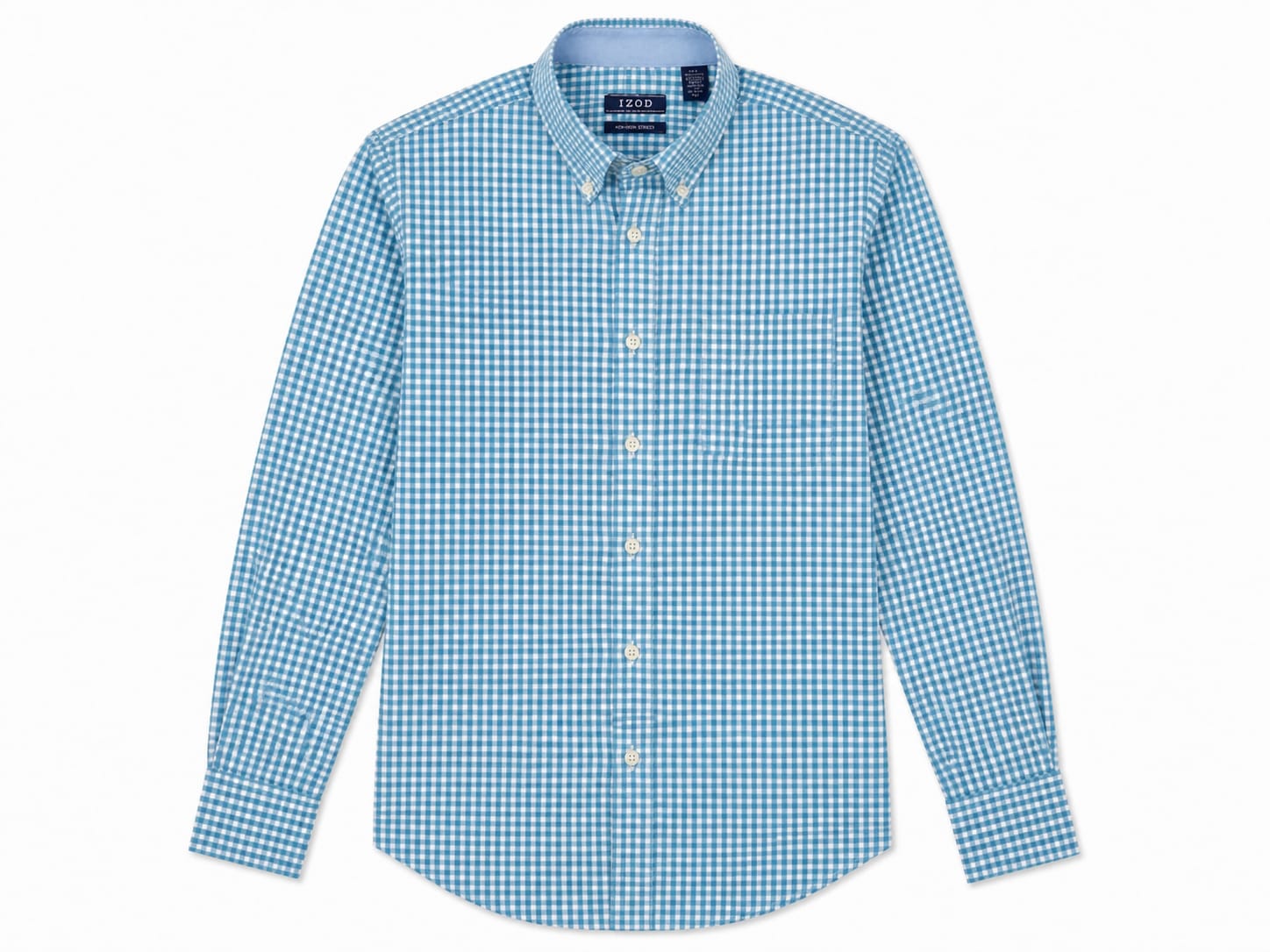 Camisa IZOD Non-Iron Stretch Azul Aguamarina Cuadros – Talla XL