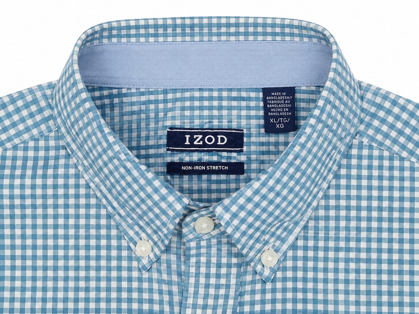 Camisa IZOD Non-Iron Stretch Azul Aguamarina Cuadros – Talla XL
