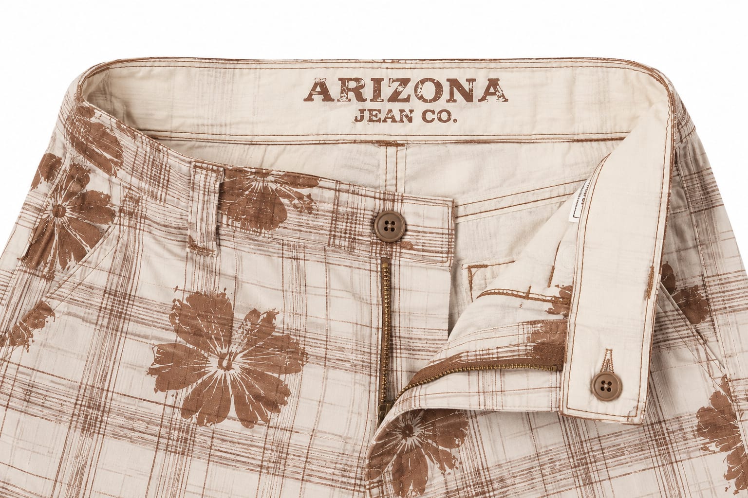 Short  ARIZONA - Color Beige Crema con estampado café – Talla 36