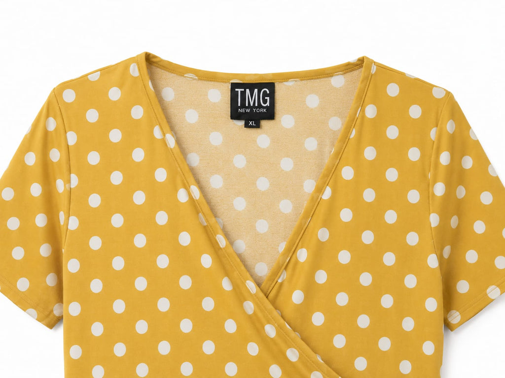 Vestido TMG New York Mostaza Lunares Blancos – Ta