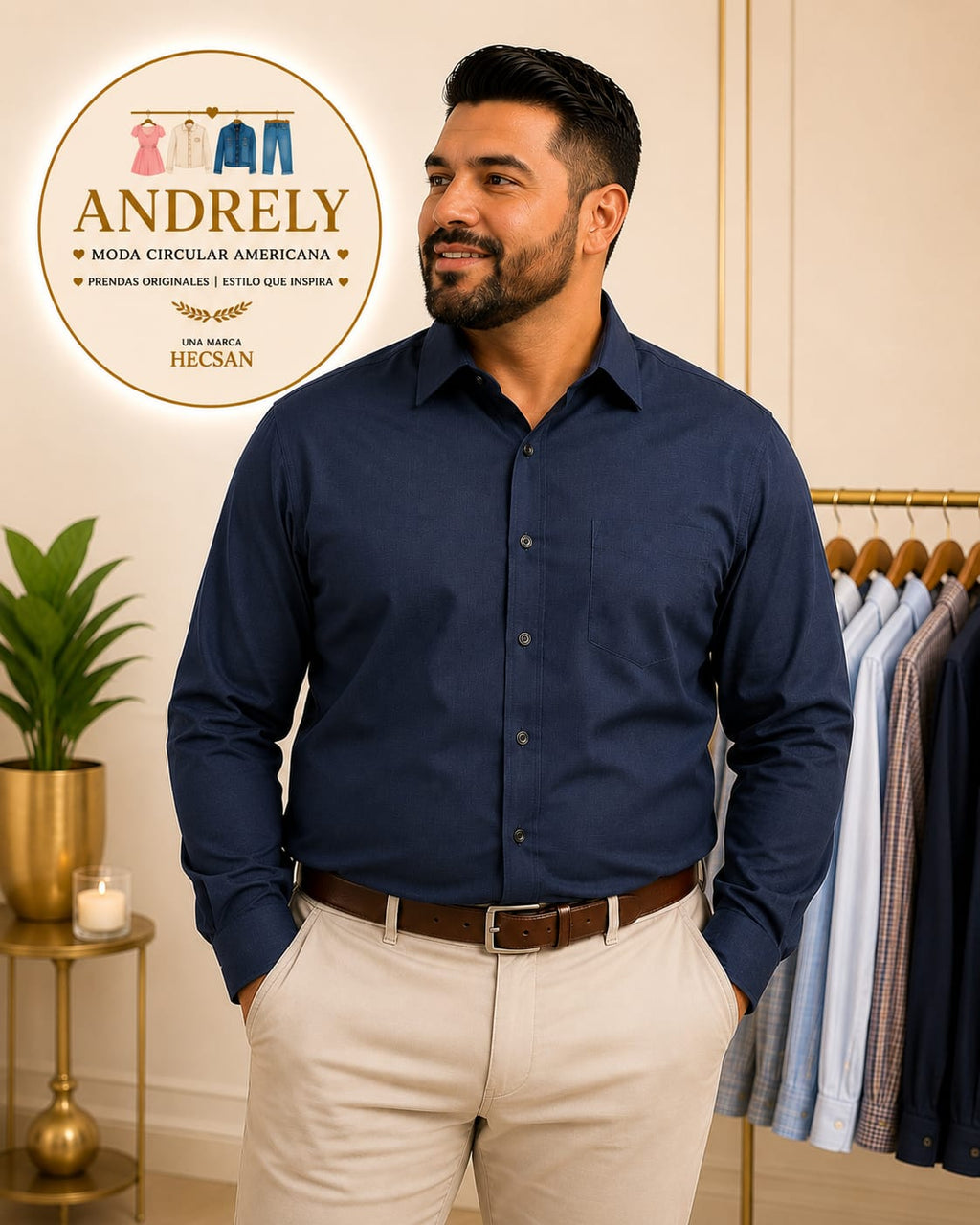 Camisa Stafford Wrinkle-Free Azul Noche Talla M