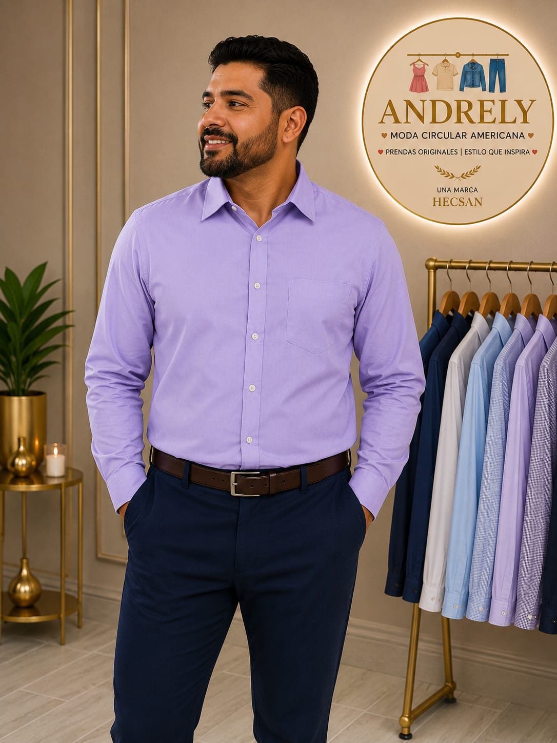 Camisa Stafford Easy-Care Lavanda – Talla XL