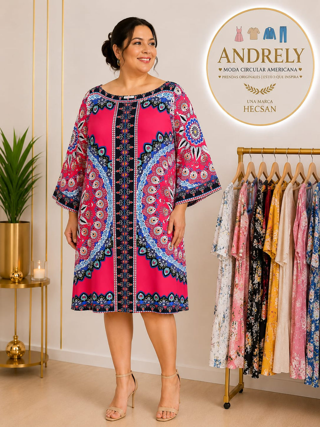 Vestido ECI New York Estampado Multicolor – Talla XXL