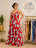 Vestido Maxi Chicways Tropical Rojo – Talla S